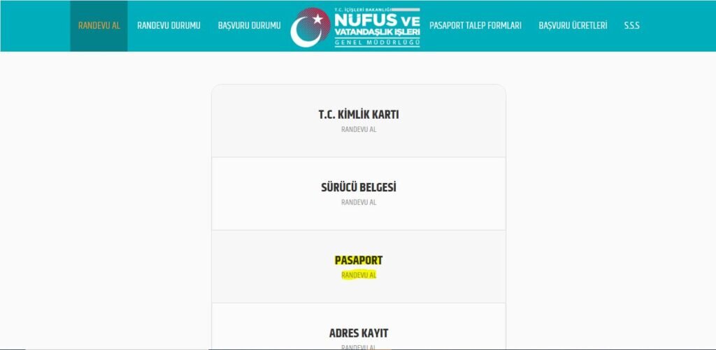 Resmi Nüfus Müdürlüğü web sitesi
