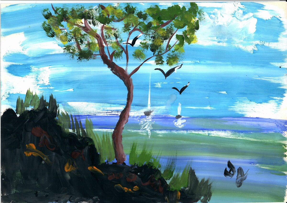 Формат А4. Гуашь.