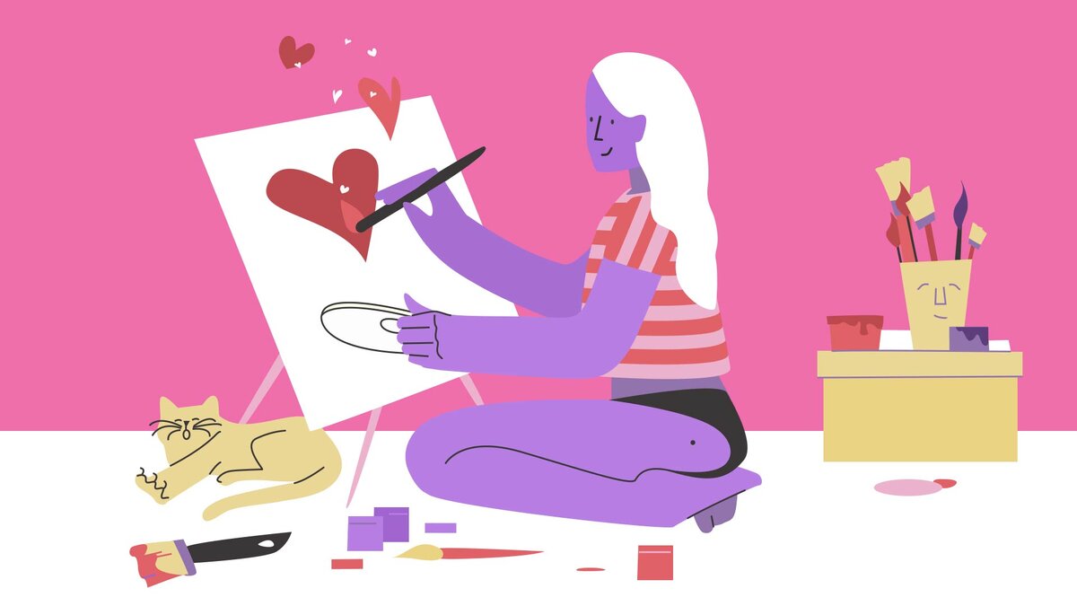 Иронично, но это моя иллюстрация для анимации моего же проекта, что я создала уже после истории "Сердечки". https://www.instagram.com/p/CW93WHyIPni/