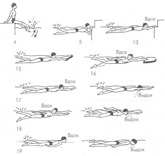 Техника плавания кролем для начинающих в картинках пошагово