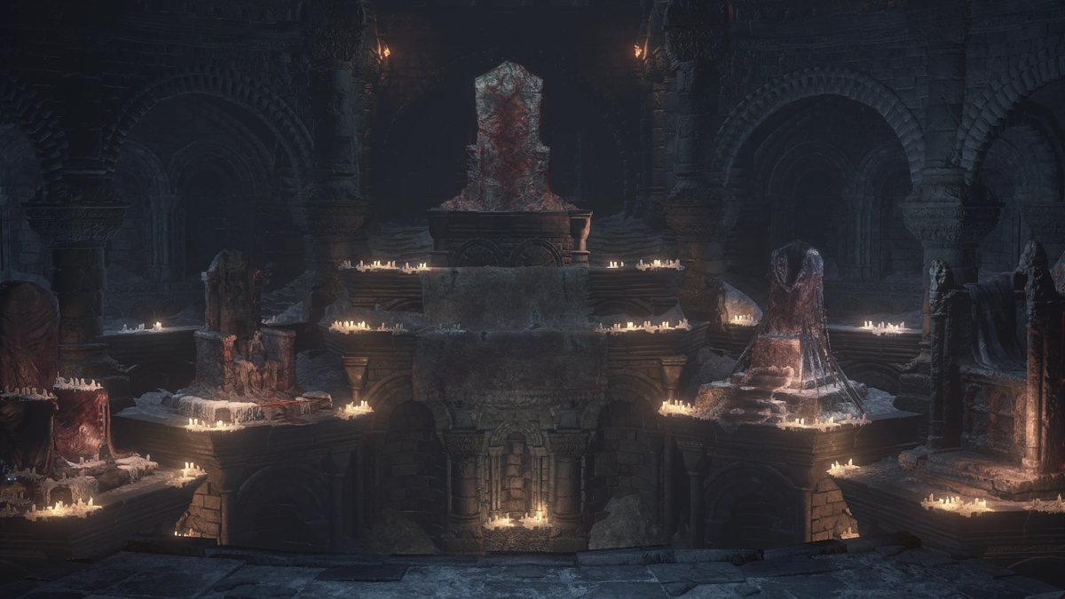 Храм огня, где должны восседать Повелители Пепла. / Скриншот из Dark souls 3 /