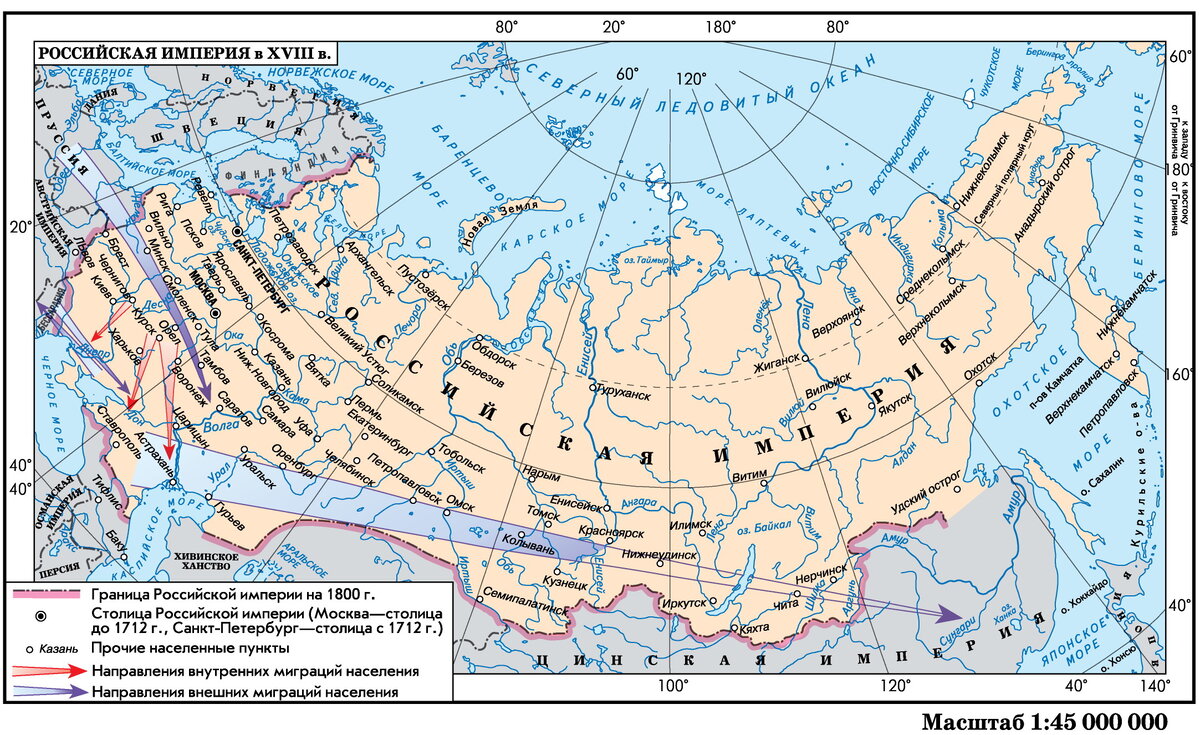 Карта россии 1800 года границы