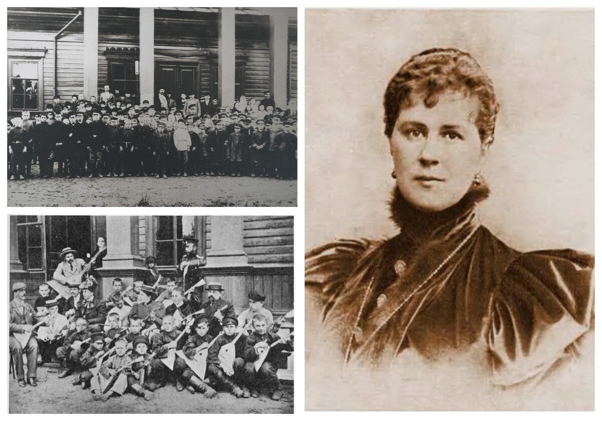 Мария Тенишева и крестьянские дети - учащиеся школы в Талашкино