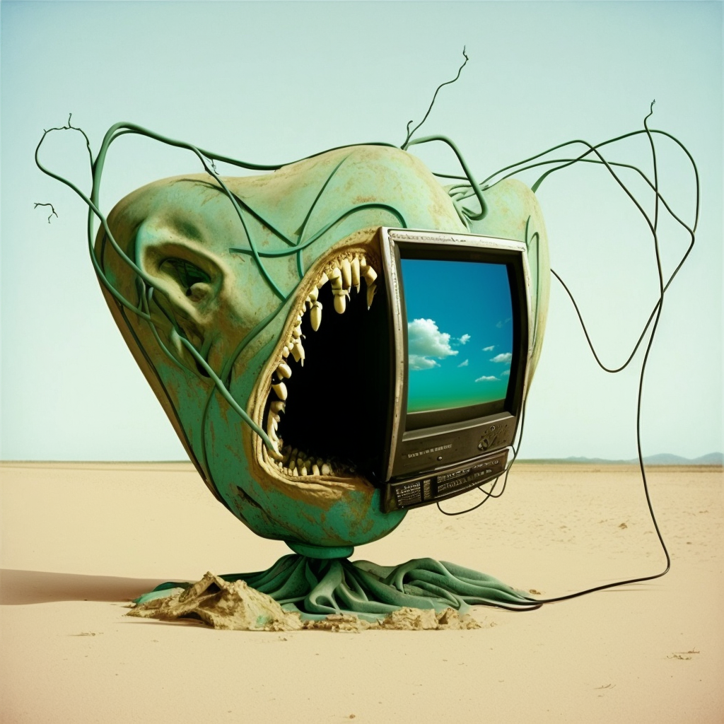 Монитор в стиле Сальвадора Дали. Создано в Midjourney.