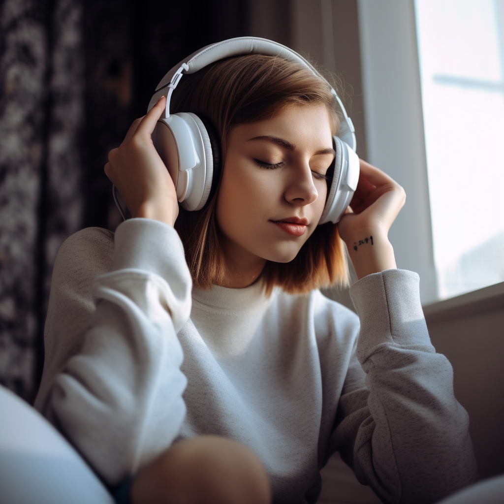 Изображение девушки в наушниках