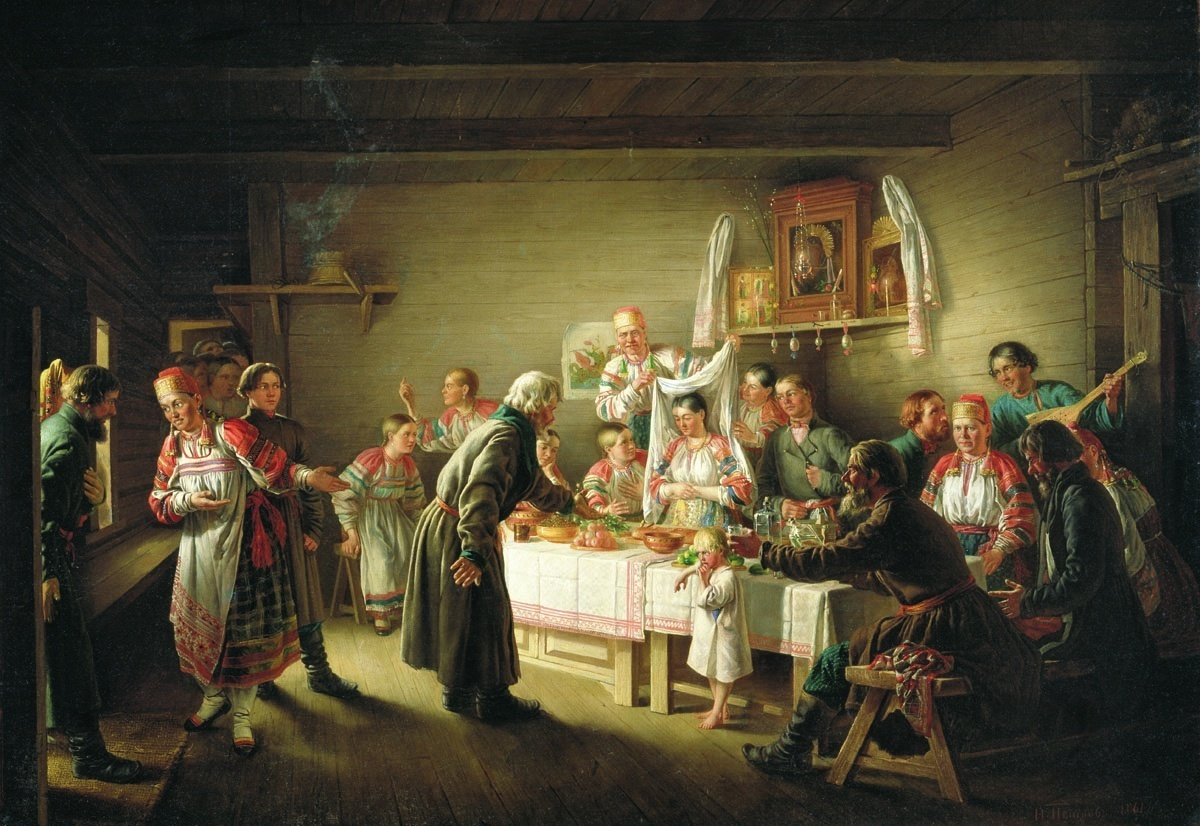 Смотрины невесты. Картина Николая Петрова. 1861 год