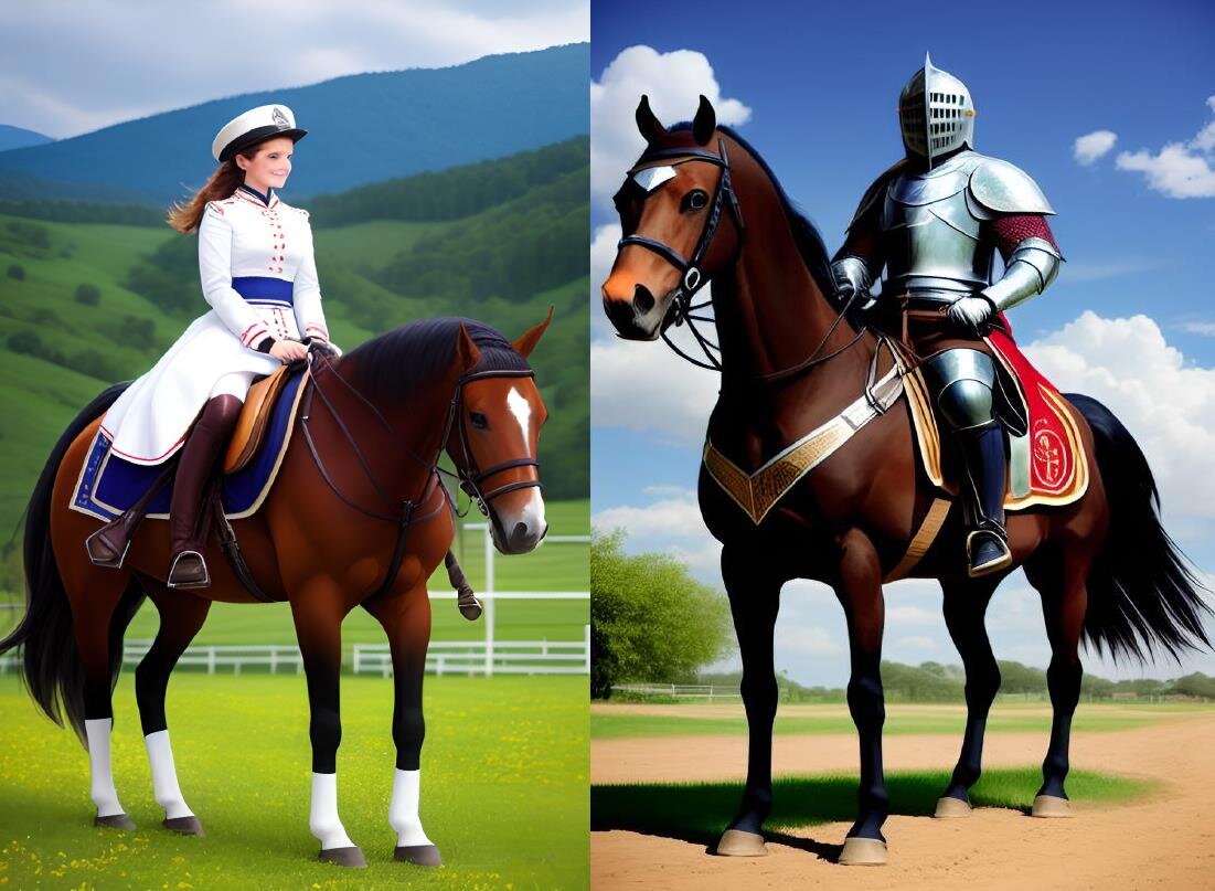 зачем опять доп нога, не спрашивайте, друзья. Это причуды нейросети:) Зато лошадки красивые:) 