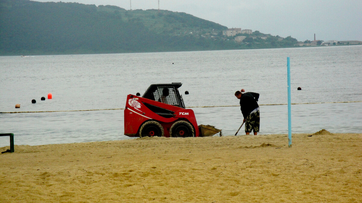Каждое утро работники собирают выброшенные на берег водоросли