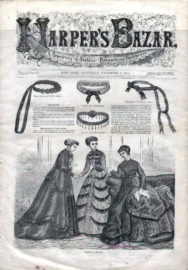 Страница журнала Harper’s Bazaar. Начал выходить в конце осени 1867 года для дам среднего класса стал. Модный журнал, дожил до нашего времени.