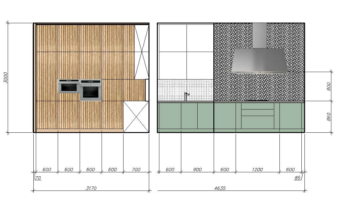 Развертка стен кухни. 