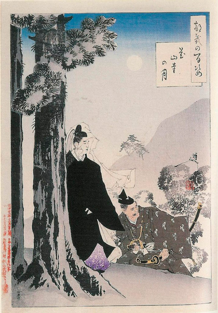 
Луна храма Кадзан / 花山寺の月. Ёситоси Цукиока из серии "Сто видов Луны"