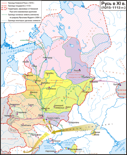 Карта Руси XI века. Чудь заволоцкая отмечена на северо-востоке.
