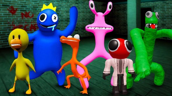    Персонажи Rainbow Friends. Фото: Super Doge Roblox / YouTube