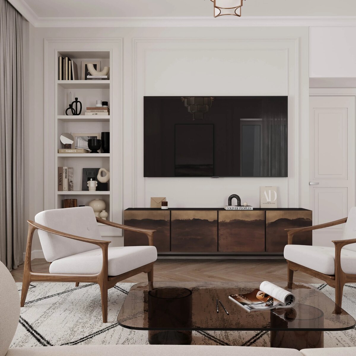 ТВ-зона с эксклюзивным авторским комодом