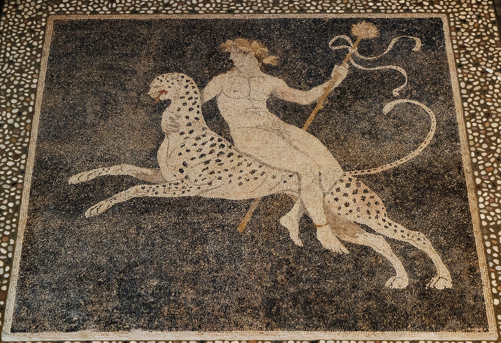 Дионис на пантере. Мозаика дворца в Пелле. Фото из интернета