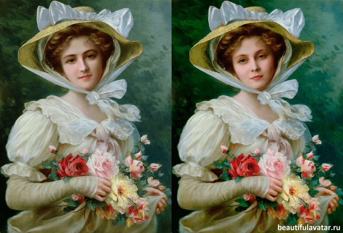 Emile Vernon - Элегантная дама с букетом роз 😍 + Красивая аватарка с лицом девушки 👍