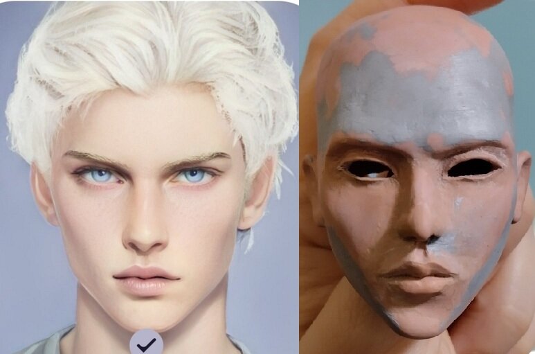 Собственно фото из нейросети взятое в качестве примера, и то что у меня вышло.