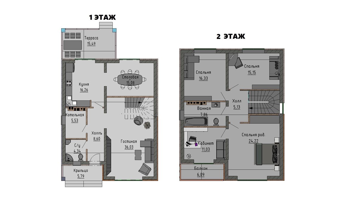 план 1го и 2го этажа