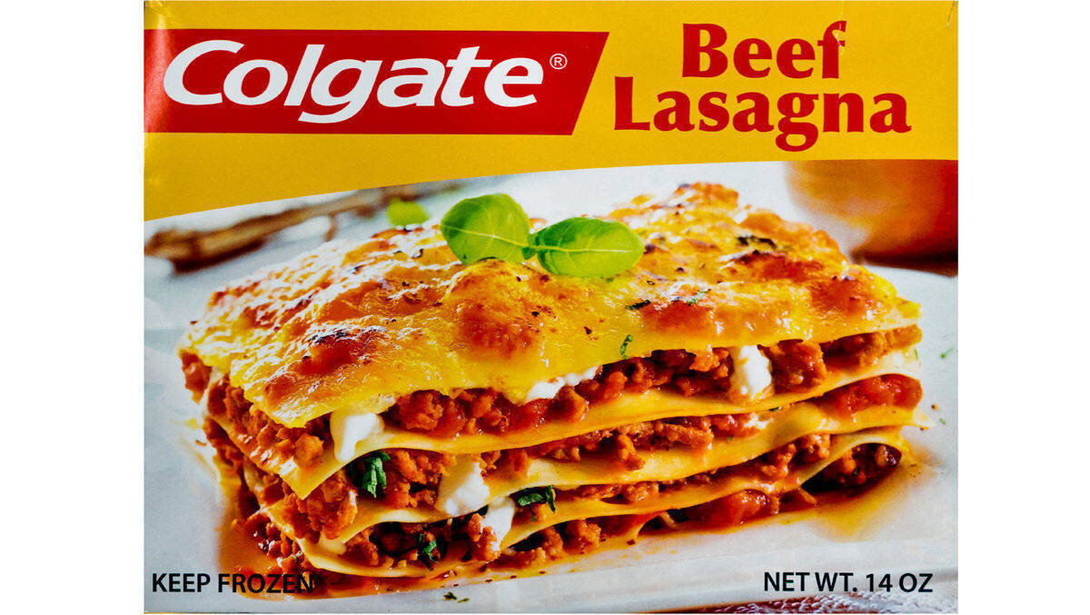 Согласитесь, видеть рядом название зубной пасты и еду как минимум необычно?