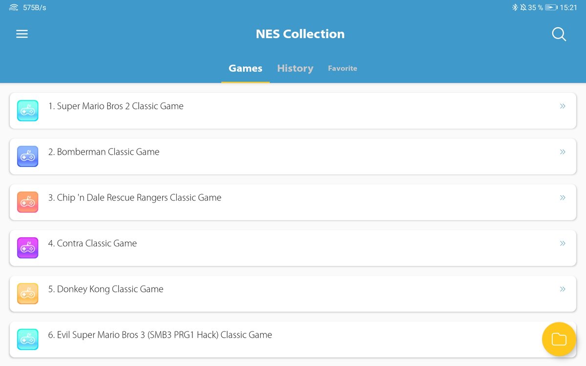 Главный экран NES Collection
