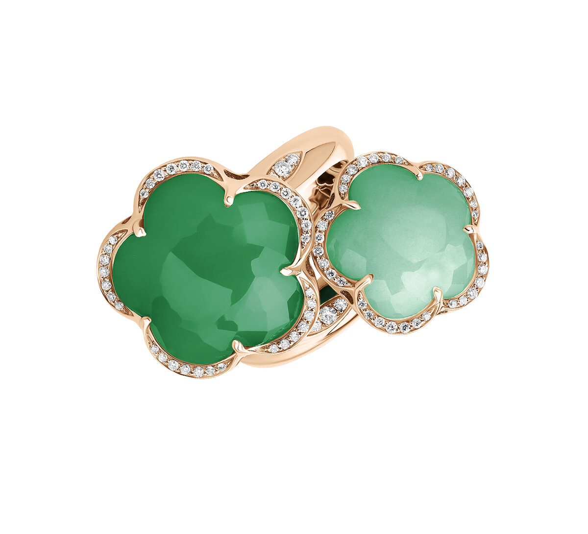 Кольцо Pasquale Bruni Bon Ton из розового золота с бриллиантами и хризопразами