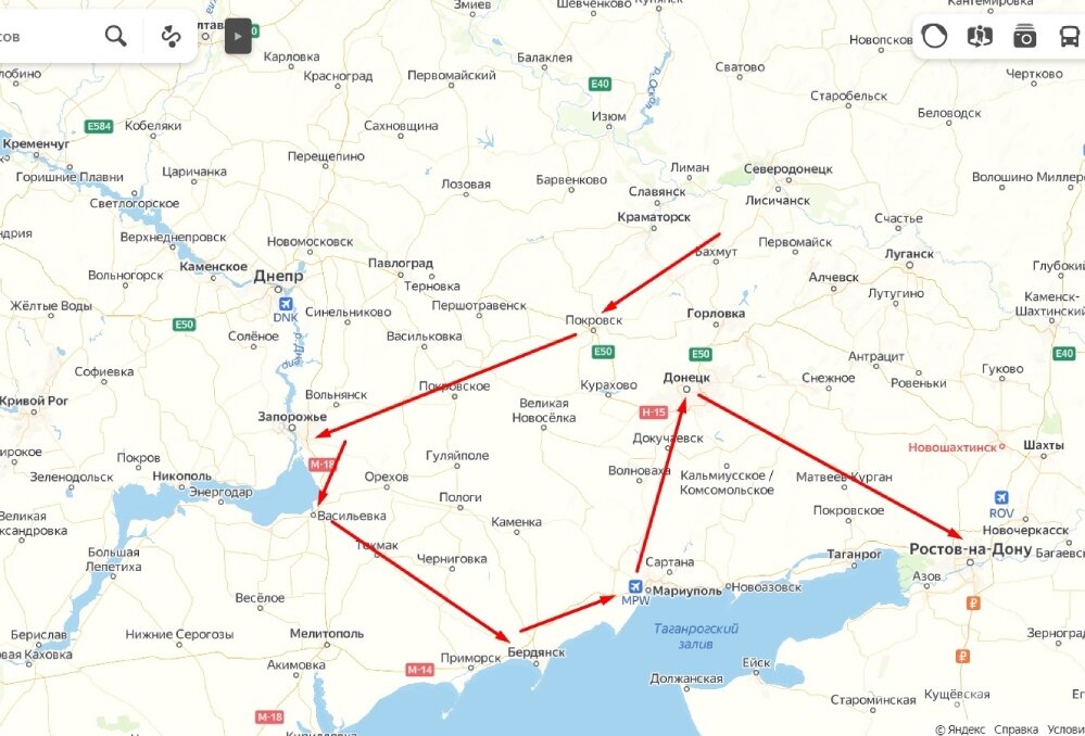    Аif.ru нарисовал маршрут, по которому семья Драбчук бежала из Соледара в Ростов-на-Дону. Фото:  АиФ/ Виталий Колбасин.