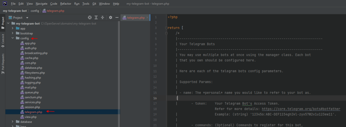 Созданный файл config.php