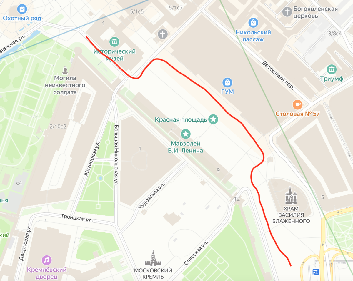 Я попытался изобразить трассировку трамвайной линии, которую выбрали в мае 1909 года. Яндекс.Карты.