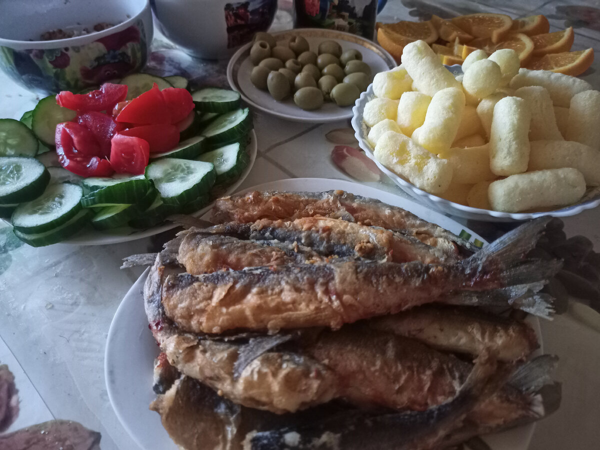 Жареный рипус, гречка и овощи 