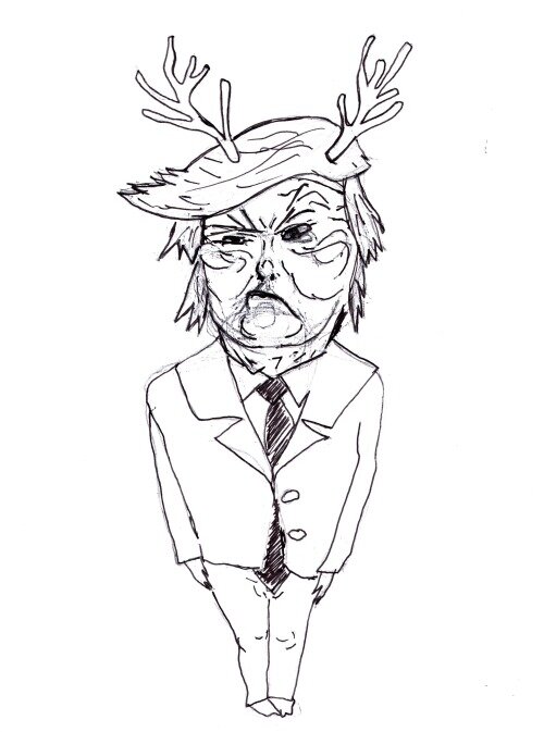 Жертва контрсанкций. «Ах, Мелани! Ты не так меня поняла. Не вводил я санкций в отношении тебя. Я говорил o suction! Игра слова: sanction (англ.) - санкция; suction (англ.) - отсасывание. Карикатура из американского журнала "Сrocodile" (рисунок мой)