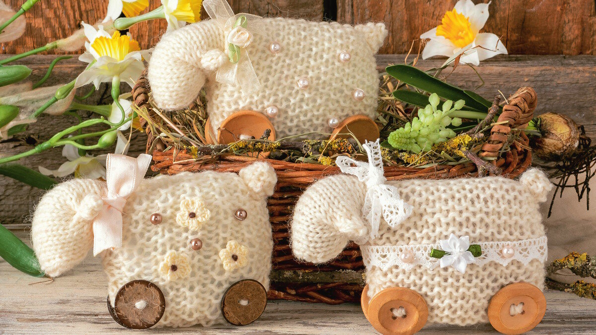    Вязаные пасхальные овечки