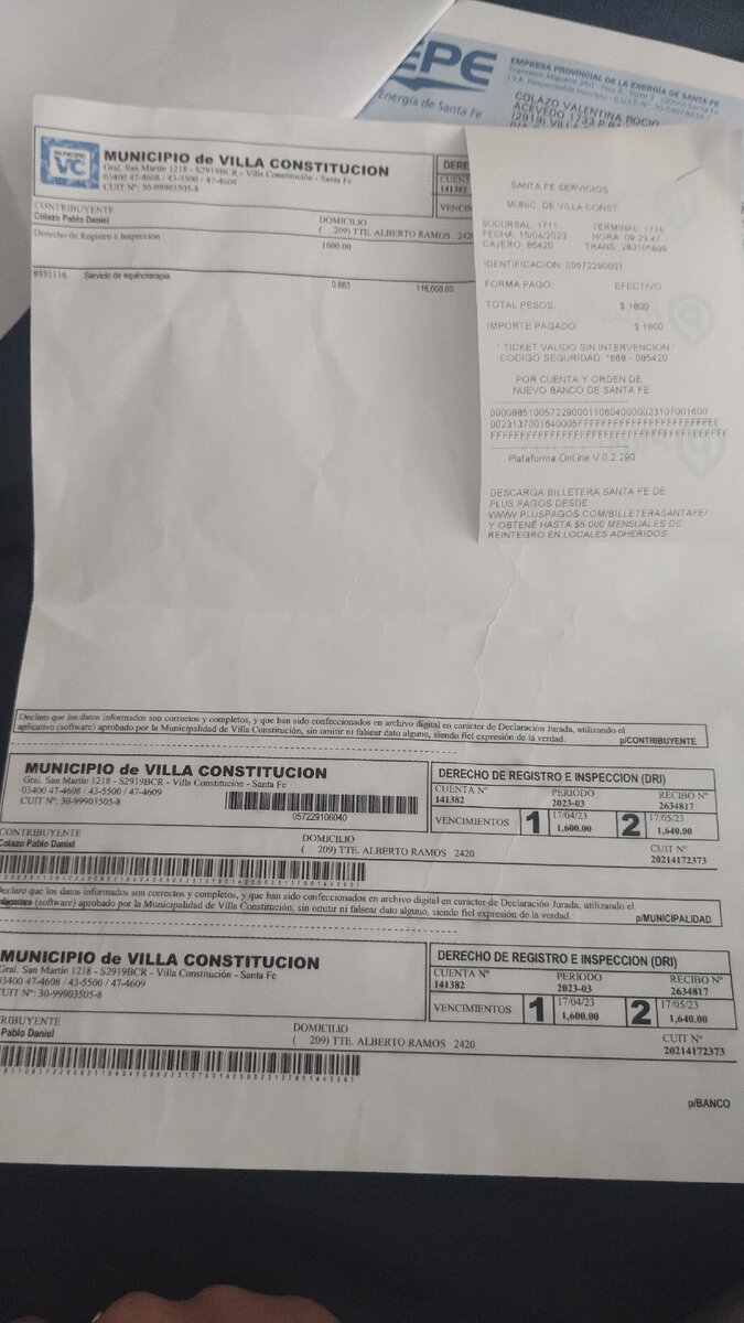 А это платили налог за лошадь, как я понял. Называется Impuesto DREI