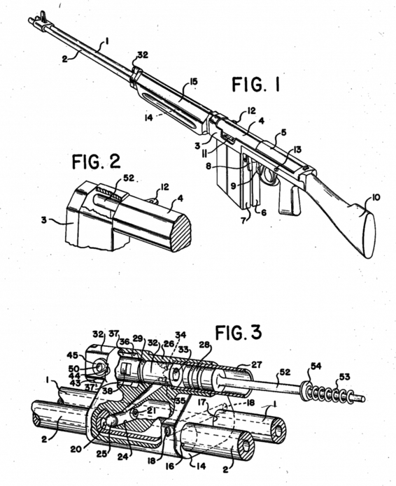 Схема конструкции винтовки Стефана К. Дженсона. Рисунок из патента.
