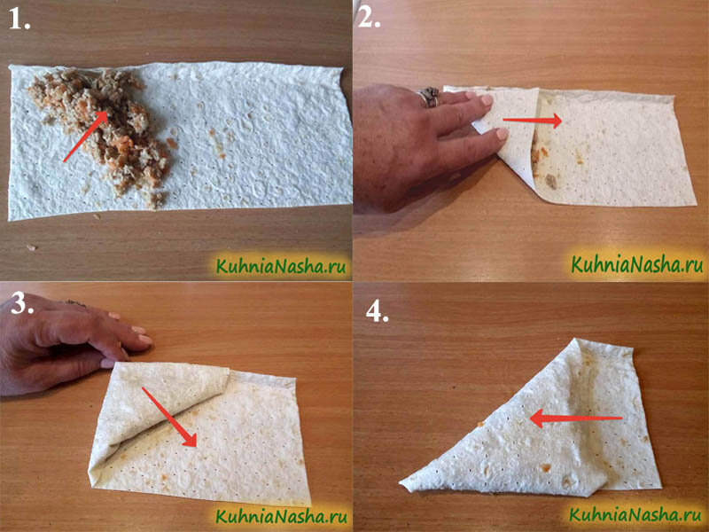 Как завернуть конвертики из лаваша