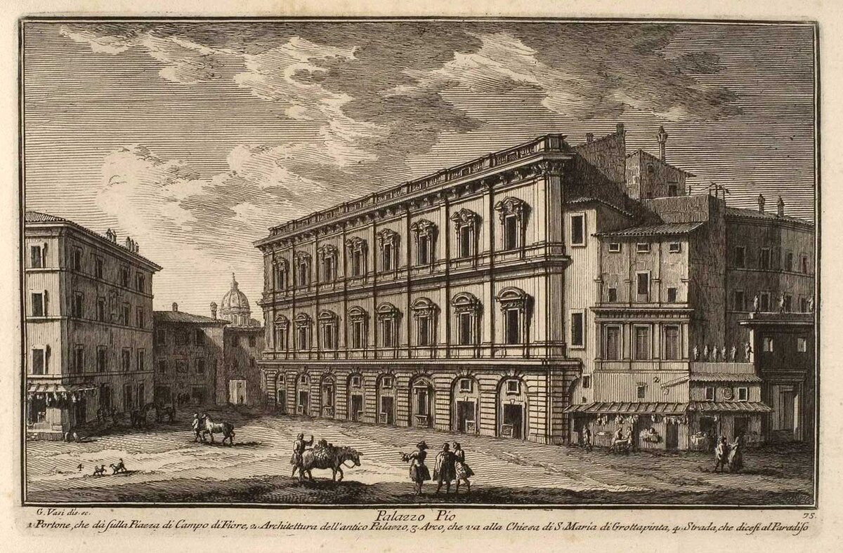 Джузеппе Вази, гравюра Палаццо Пио Ригетти