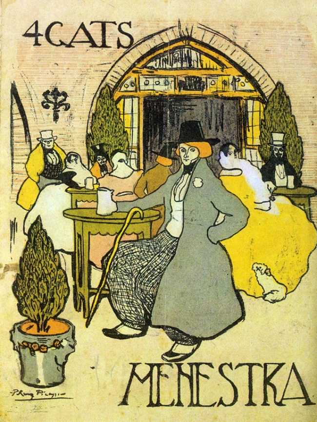 Пабло Пикассо. Обложка меню кафе El Quatre Gats, 1901 г.