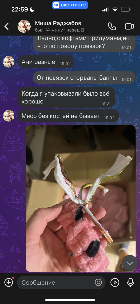 Переписка с продавцом с садовода 
