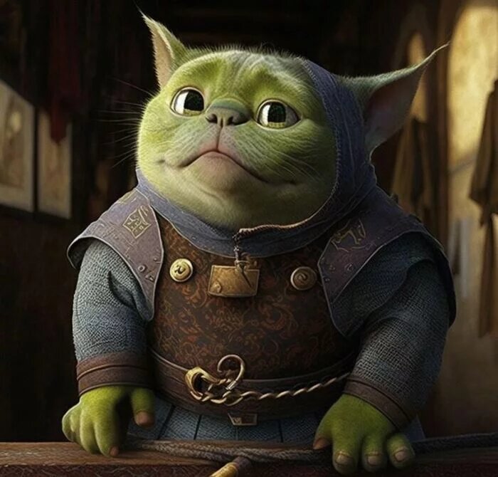 Именно так выглядит Кот из Шрека с милыми глазами по версии Midjourney.