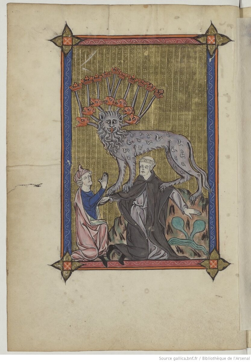 ▪️Миниатюра из манускрипта брата Лорана "Somme le Roi" ("Королевская сумма").