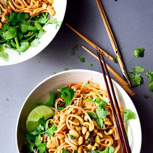 Автор: Stable Diffusion, по описанию: Thai Peanut Noodle Bowl, cinematic, succulent