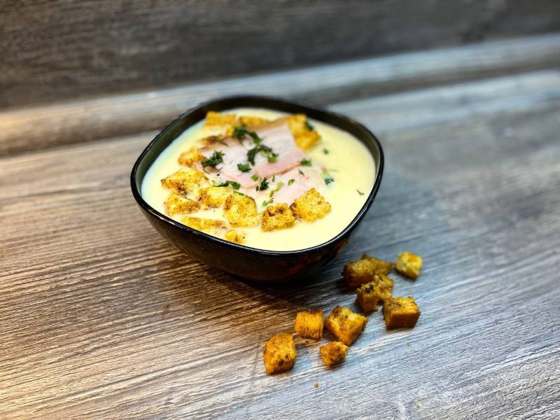 Крем-суп с беконом в готовом виде!