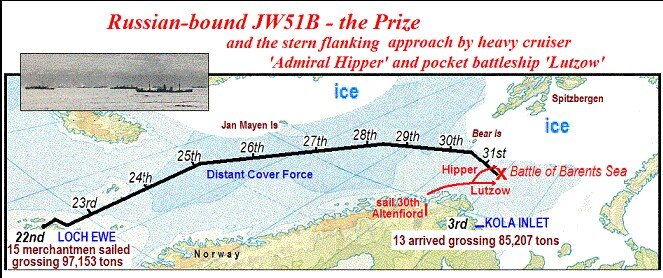 Маршрут конвоя JW51B
