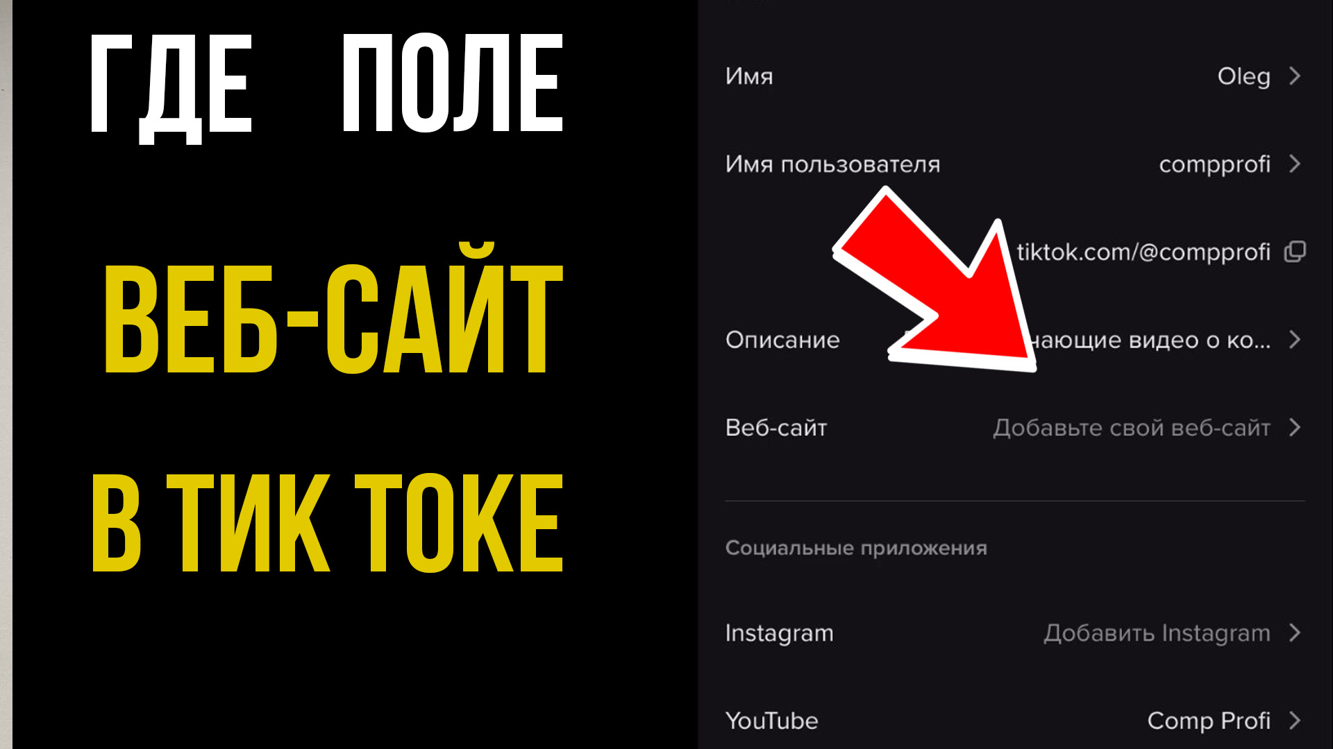 Как вставить ссылку в Тик Ток на Телеграм | Нет поля веб-сайт в Тик Токе