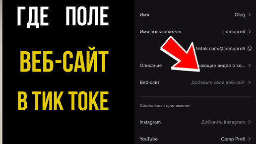 Как вставить ссылку в Тик Ток на Телеграм | Нет поля веб-сайт в Тик Токе |  Comp Profi | Дзен