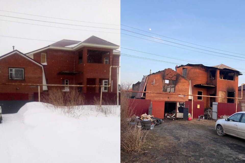     Дом до и после пожара.