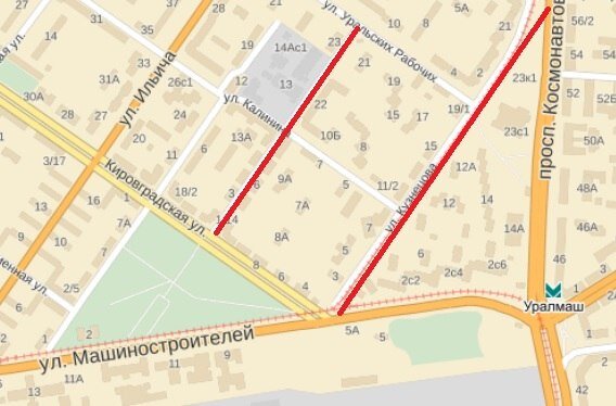 Кузнецова-Авангардная (Екатеринбург) © Яндекс