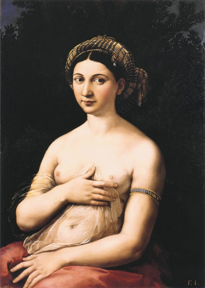 Рафаэль, La Fornarina, 1518-1520, Galleria Nazionale d'Arte Antica, Рим, Италия