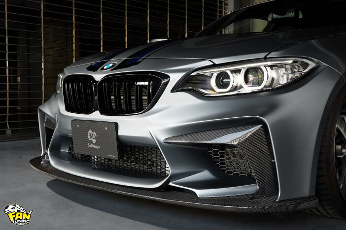 Карбоновый спойлер 3D Design переднего бампера БМВ (BMW) F87 M2
