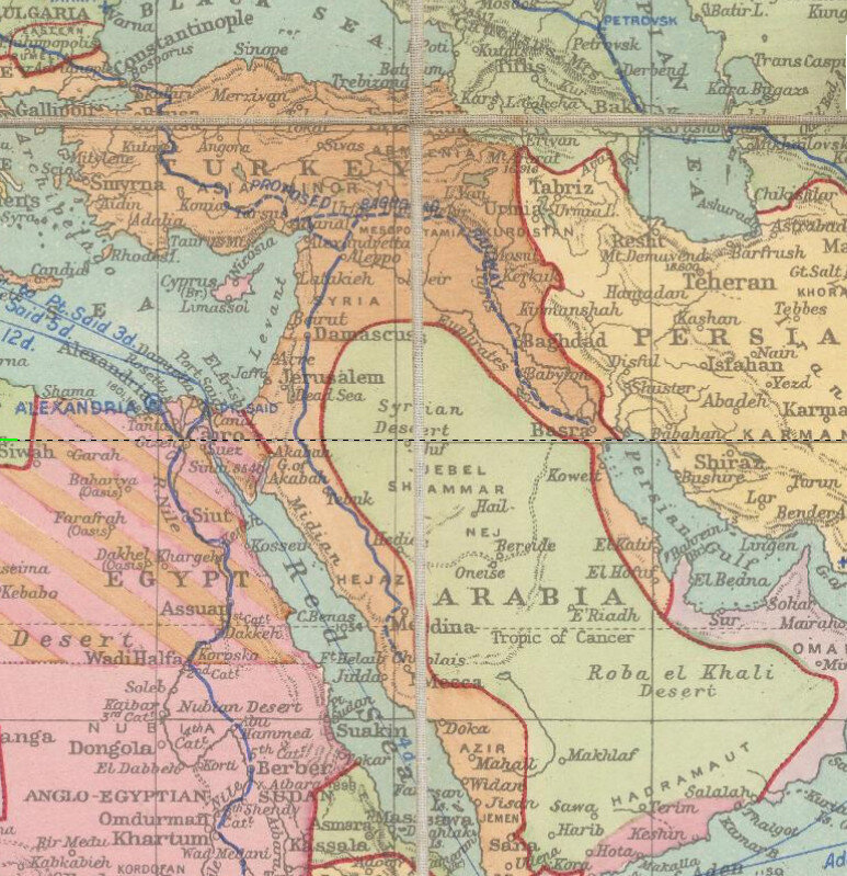 Политическая карта мира (фрагмент) 1910 года (открытые источники)