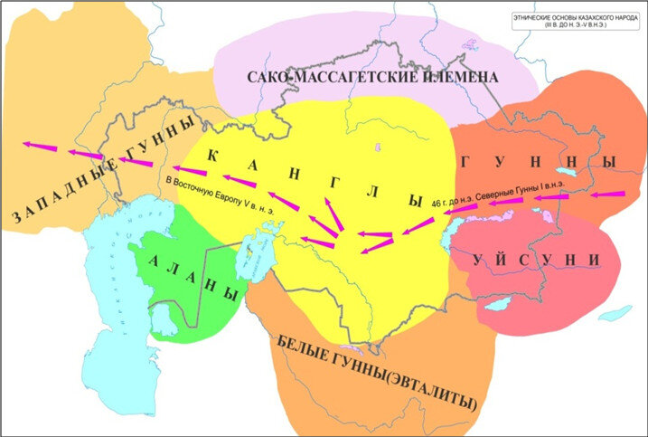 Карта сакских племен